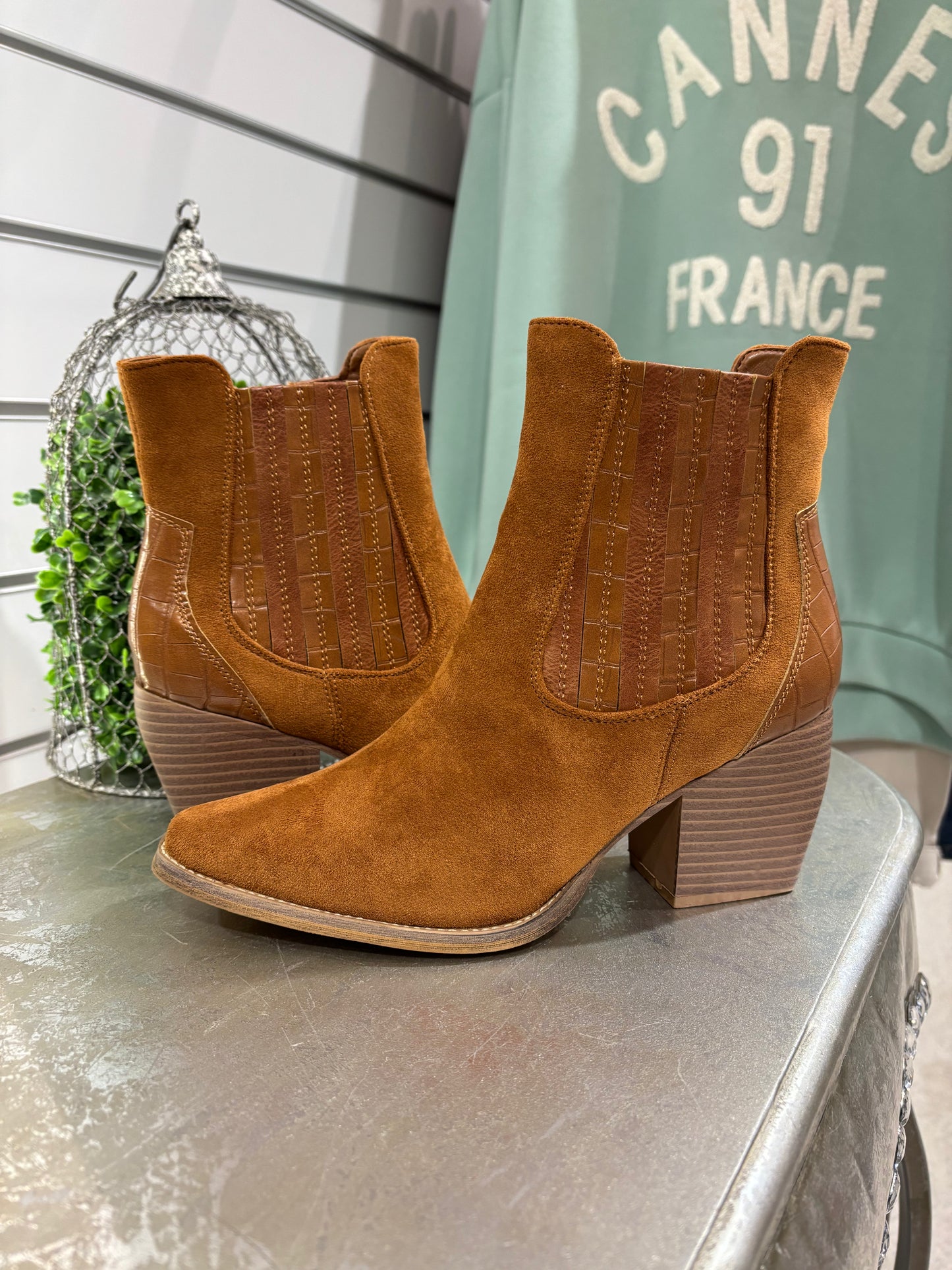 Tan Suede Western Boot