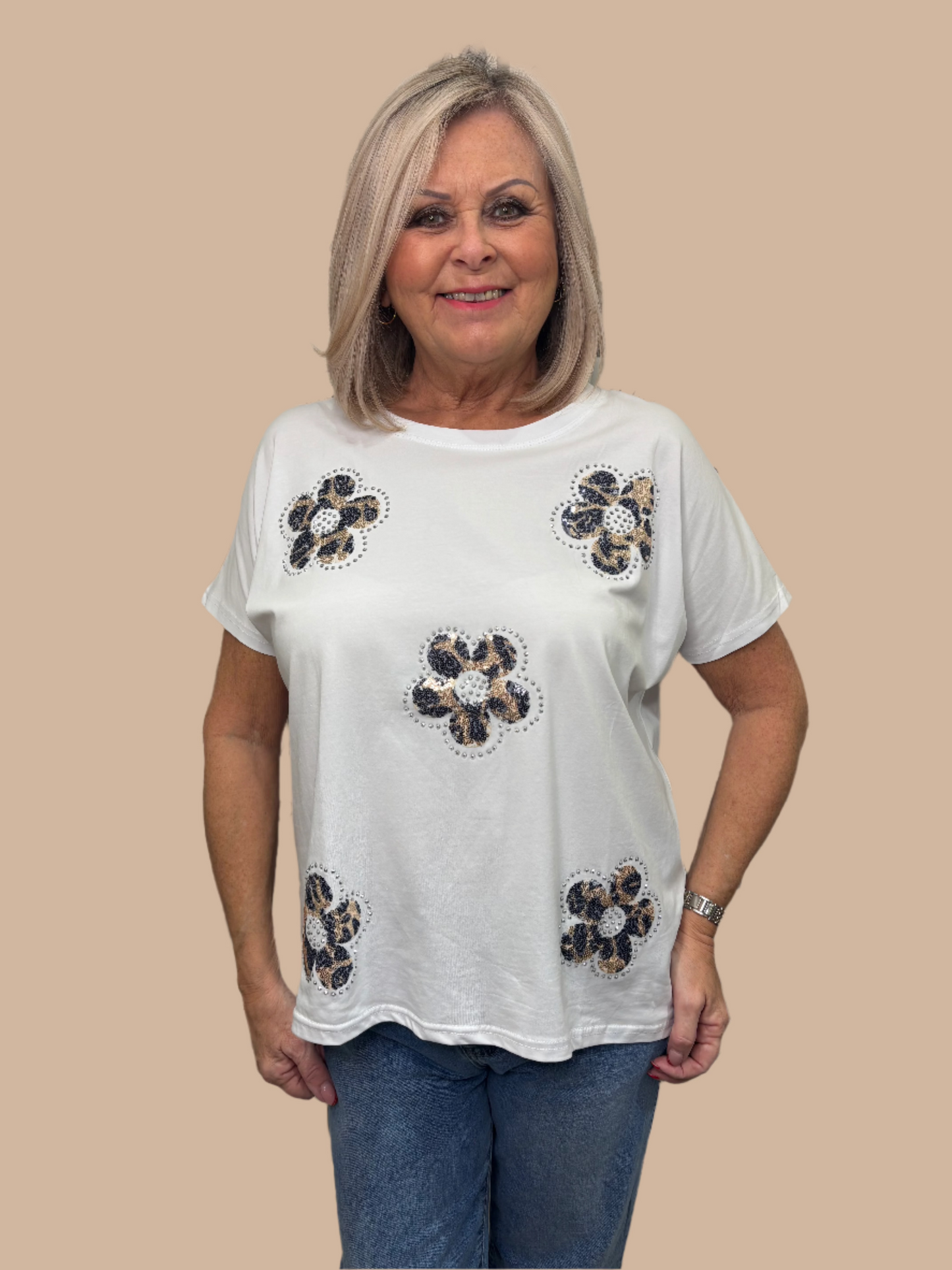 Daisy Leopard Cotton T-Shirt Top