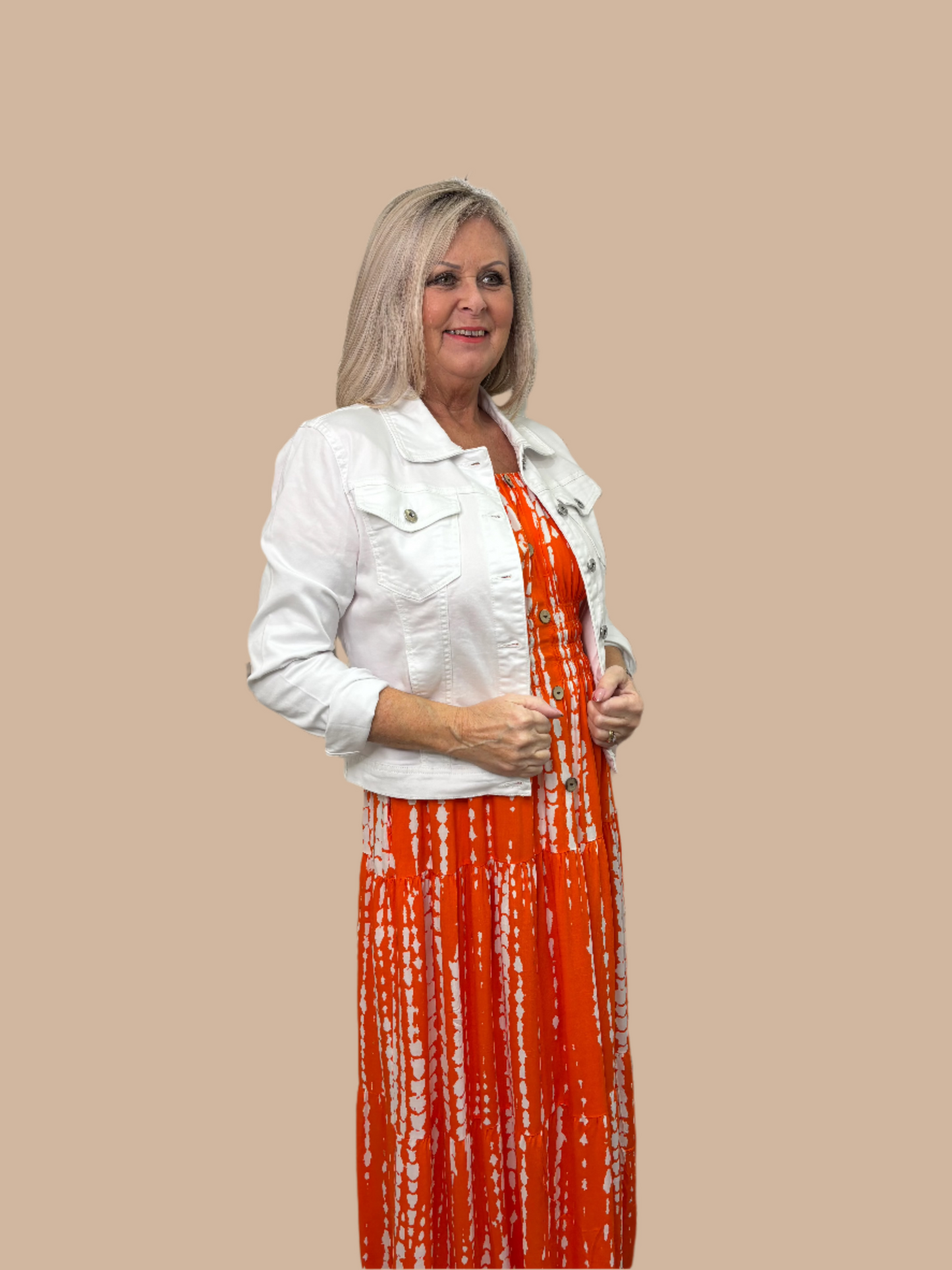 Orange Tie Die Sue Bardot Maxi Dress