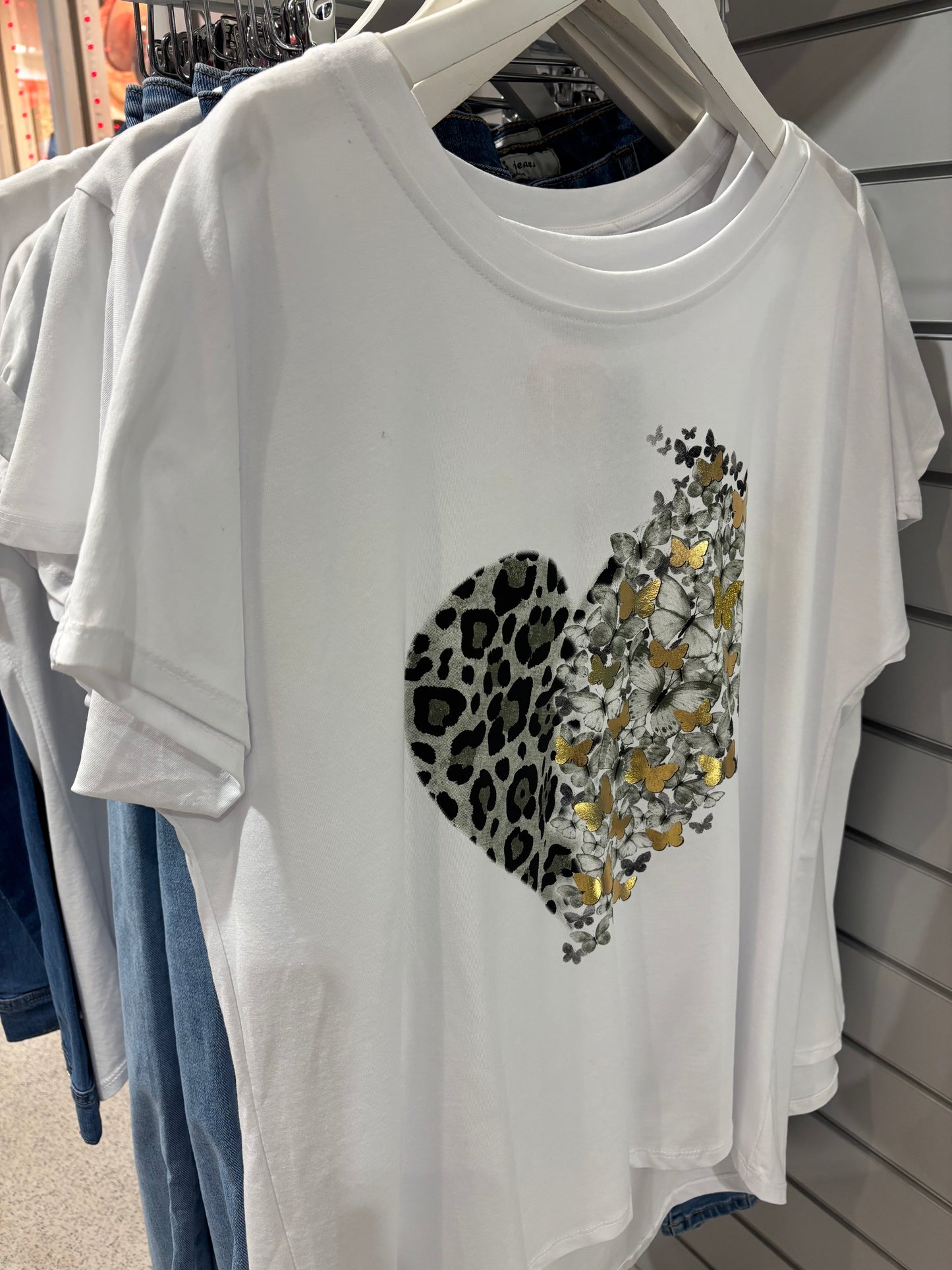 Butterfly Leopard Cotton T-Shirt Top