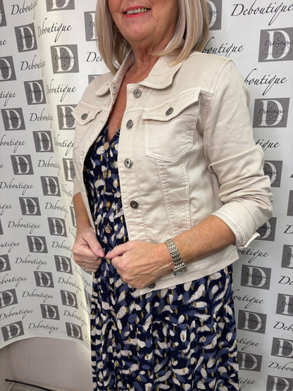 Cropped Cream Denim Jacket